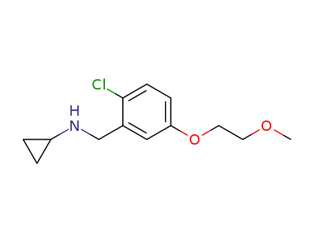Molecular Structure of 921630-28-6 (Benzenemethanamine, 2-chloro-N-cyclopropyl-5-(2-methoxyethoxy)-)
