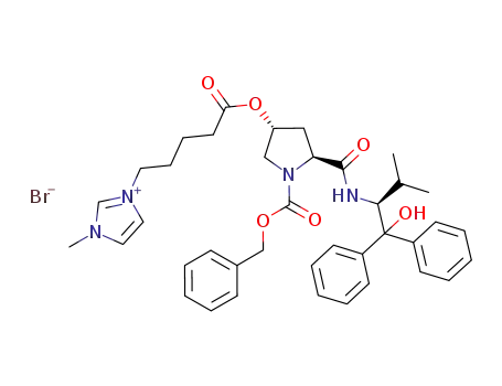 benzyl (2S,4R)-4-(5-(1-methyl-1H-imidazol-3-ium-3-yl)pentanoyloxy)-2-[(S)-1-(hydroxy-diphenyl-methyl)-2-methyl-propylcarbamoyl]-pyrrolidine-1-carboxylate bromide