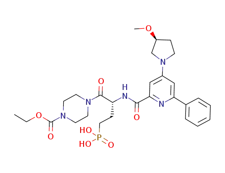 4-((R)-2-([4-((S)-3-methoxy-pyrrolidin-1-yl)-6-phenyl-pyridine-2-carbonyl]-amino)-4-phosphono-butyryl)-piperazine-1-carboxylic acid ethyl ester