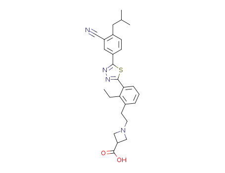 1-[2-(3-{5-[3-cyano-4-(2-methylpropyl)phenyl]-1,3,4-thiadiazol-2-yl}-2-ethylphenyl)ethyl]-3-azetidinecarboxylic acid