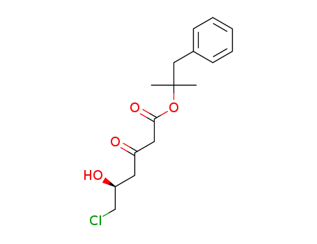 Molecular Structure of 1257341-57-3 (2-methyl-1-phenylpropan-2-yl (S)-6-chloro-5-hydroxy-3-oxohexanoate)