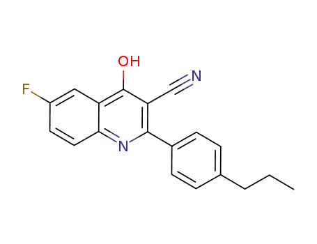 Molecular Structure of 881313-83-3 (3-Quinolinecarbonitrile, 6-fluoro-4-hydroxy-2-(4-propylphenyl)-)