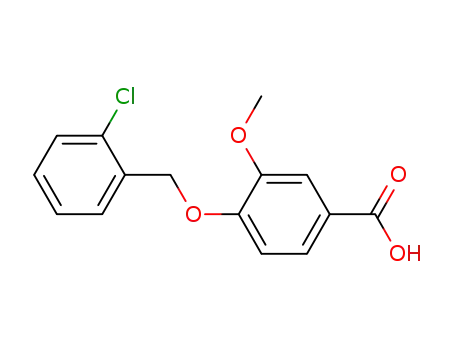 Molecular Structure of 113457-27-5 (4-(2-CHLORO-BENZYLOXY)-3-METHOXY-BENZOIC ACID)