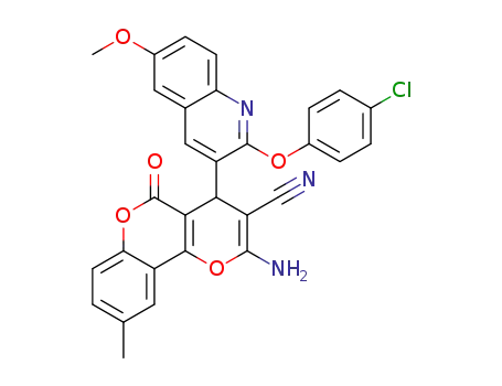 2-amino-5-oxo-9-methyl-4-(2-(4-chlorophenoxy)-6-methoxyquinolin-3-yl)-4,5-dihydropyrano[3,2-c]chromene-3-carbonitrile