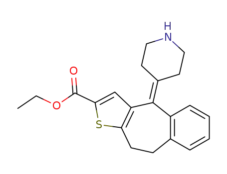 Molecular Structure of 1176737-42-0 (Ethyl [4-(piperidin-4-ylidene)-9,10-dihydro-4H-1-thiabenzo[f]azulen-2-yl]carboxylate)