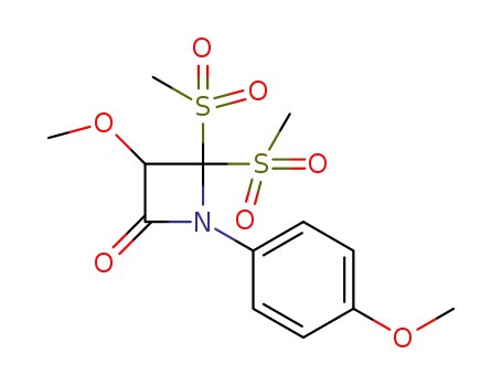 Molecular Structure of 500989-02-6 (2-Azetidinone, 3-methoxy-1-(4-methoxyphenyl)-4,4-bis(methylsulfonyl)-)
