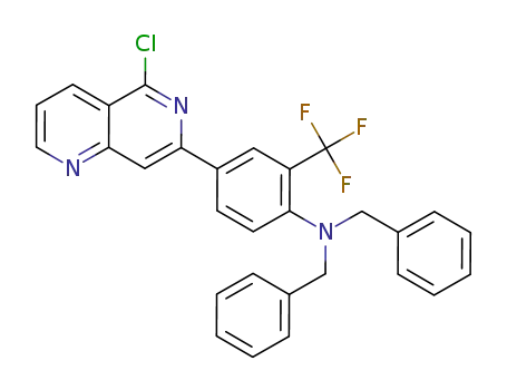 Molecular Structure of 1345724-22-2 (dibenzyl-[4-(5-chloro-[1,6]naphthyridin-7-yl)-2-trifluoromethylphenyl]amine)