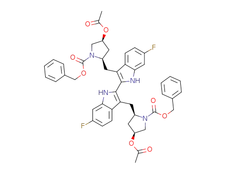 {4S-acetoxy-2R-[3'-(4S-acetoxy-1-benzyloxycarbonylpyrrolidin-2R-ylmethyl)-6,6'-difluoro-1H,1'H-[2,2']biindolyl-3-ylmethyl]pyrrolidin-1-yl}carboxylic acid benzyl ester