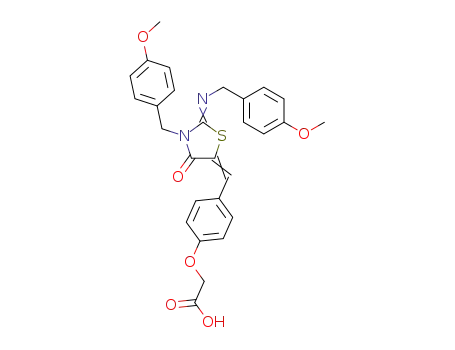 2-(4-((3-(4-methoxybenzyl)-2-(4-methoxybenzylimino)-4-oxothiazolidin-5-ylidene)methyl) phenoxy)acetic acid