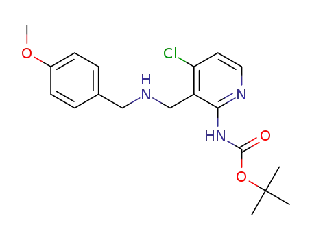 Molecular Structure of 1265637-60-2 (tert-butyl 4-chloro-3-((4-methoxybenzylamino)methyl) pyridin-2-ylcarbamate)