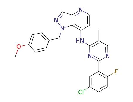 N-(2-(5-chloro-2-fluorophenyl)-5-methylpyrimidin-4-yl)-1-(4-methoxybenzyl)-1H-pyrazolo[4,3-b]pyridin-7-amine