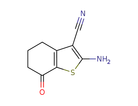 Molecular Structure of 98899-30-0 (2-Amino-4,5,6,7-tetrahydro-7-oxobenzo[b]thiophene-3-carbonitrile)
