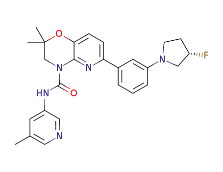 Molecular Structure of 1303585-09-2 ((S)-6-(3-(3-fluoropyrrolidin-1-yl)phenyl)-2,2-dimethyl-N-(5-methylpyridin-3-yl)-2H-pyrido[3,2-b][1,4]oxazine-4(3H)-carboxamide)