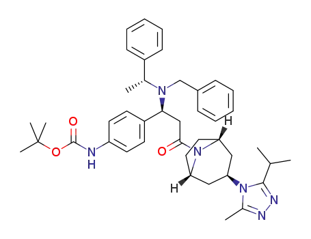 (4-{1-[benzyl(1-phenylethyl)amino]-3-[3-(3-isopropyl-5-methyl-[1,2,4]triazol-4-yl)-8-azabicyclo[3.2.1]oct-8-yl]-3-oxopropyl}phenyl)carbamic acid tert-butyl ester