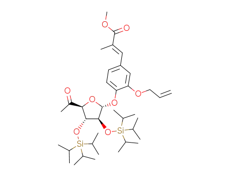 methyl (-)-(2E)-3-[3-(allyloxy)-4-{[6-deoxy-2,3-bis-O-(triisopropylsilyl)-α-D-arabinohexofuranosyl-5-ulose]oxy}phenyl]-2-methylacrylate