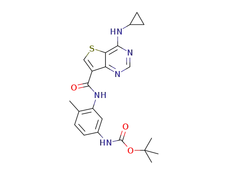 t-butyl 3-(4-(cyclopropylamino)thieno[3,2-d]pyrimidine-7-carboxamido)-4-methylphenylcarbamate
