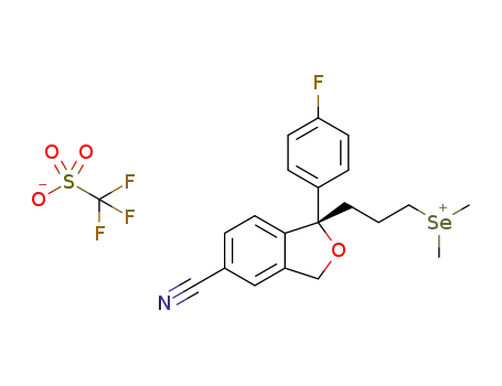 Molecular Structure of 1425794-14-4 ((S)-(3-(5-cyano-1-(4-fluorophenyl)-1,3-dihydroisobenzofuran-1-yl)propyl)dimethylselenonium trifluoromethanesulfonate)