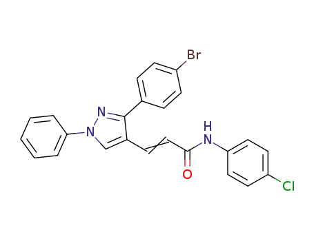 Molecular Structure of 1390681-88-5 (3-(3-(4-bromophenyl)-1-phenyl-1H-pyrazol-4-yl)-N-(4-chlorophenyl)acrylamide)