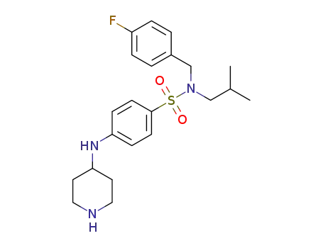 Molecular Structure of 1613304-96-3 (N-(4-fluorobenzyl)-N-isobutyl-4-(piperidin-4-ylamino)benzenesulfonamide)