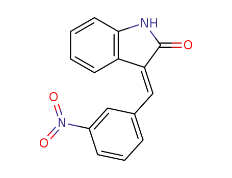 Molecular Structure of 40811-73-2 (2H-Indol-2-one, 1,3-dihydro-3-[(3-nitrophenyl)methylene]-, (3E)-)