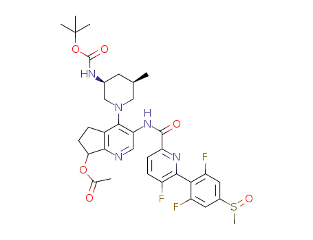 4-{(3S,5R)-3-[(tert-butoxycarbonyl)amino]-5-methylpiperidin-1-yl}-3-[({6-[2,6-difluoro-4-(methylsulfinyl)phenyl]-5-fluoropyridin-2-yl}carbonyl)amino]-6,7-dihydro-5H-cyclopenta[b]pyridin-7-yl acetate