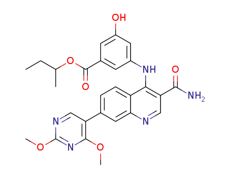sec-butyl 3-((3-carbamoyl-7-(2,4-dimethoxypyrimidin-5-yl)quinolin-4-yl)amino)-5-hydroxybenzoate