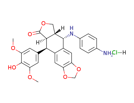 Furo[3',4':6,7]naphtho[2,3-d]-1,3-dioxol-6(5aH)-one,9-[(4-aminophenyl)amino]-5,8,8a,9-tetrahydro-5-(4-hydroxy-3,5-dimethoxyphenyl)-,monohydrochloride, (5R,5aR,8aS,9S)- (9CI)