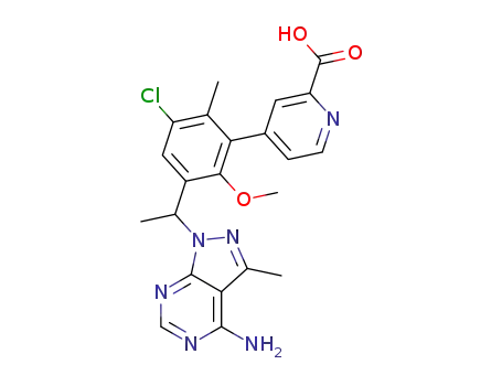 4-{3-[1-(4-amino-3-methyl-1H-pyrazolo[3,4-d]pyrimidin-1-yl)ethyl]-5-chloro-2-methoxy-6-methylphenyl}pyridine-2-carboxylic acid