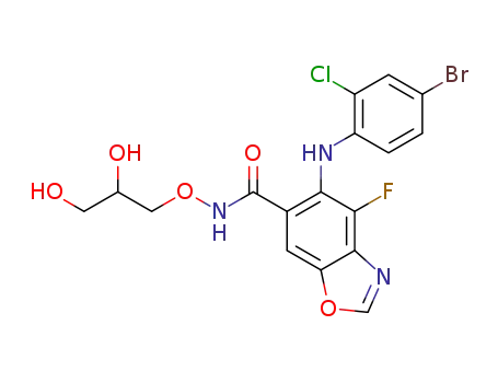 5-((4-bromo-2-chlorophenyl)amino)-N-(2,3-dihydroxypropoxy)-4-fluorobenzo[d]oxazole-6-carboxamide