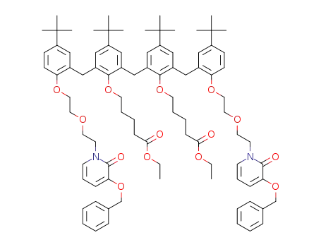 ethyl 5-(2-(2-(2-(2-(3-(benzyloxy)-2-oxopyridin-1(2H)-yl)ethoxy)ethoxy)-5-tertbutylbenzyl)-6-(3-(2-(2-(2-(3-(benzyloxy)-2-oxopyridin-1(2H)-yl)ethoxy)ethoxy)-5-tert-butylbenzyl)-5-tert-butyl-2-(5-ethoxy-5-oxopentyloxy)benzyl)-4-tertbutylphenoxy)pentanoate