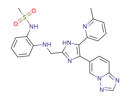Molecular Structure of 1352609-43-8 (N-(2-((4-([1,2,4]triazolo[1,5-a]pyridin-6-yl)-5-(6-methylpyridin-2-yl)-1H-imidazol-2-yl)methylamino)phenyl)methanesulfonamide)