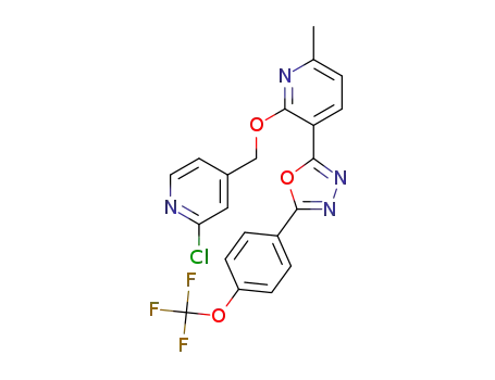 Molecular Structure of 1571031-84-9 (2-(2-((2-chloropyridin-4-yl)methoxy)-6-methylpyridin-3-yl)-5-(4-(trifluoromethoxy)phenyl)-1,3,4-oxadiazole)