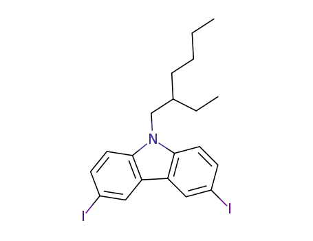 Molecular Structure of 350474-29-2 (9H-Carbazole, 9-(2-ethylhexyl)-3,6-diiodo-)