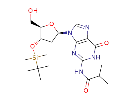 Molecular Structure of 99540-94-0 (Guanosine,
2'-deoxy-3'-O-[(1,1-dimethylethyl)dimethylsilyl]-N-(2-methyl-1-oxopropyl)
-)