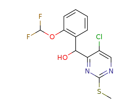 Molecular Structure of 1462949-89-8 ([5-chloro-2-(methylsulfanyl)pyrimidin-4-yl][2-(difluoromethoxy)phenyl]methanol)