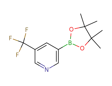 Molecular Structure of 1084953-47-8 (3-(4,4,5,5-TetraMethyl-[1,3,2]dioxaborolan-2-yl)-5-trifluoroMethyl-pyridine)