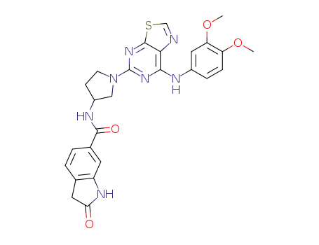 N-(1-(7-(3,4-dimethoxyphenylamino)thiazolo[5,4-d]pyrimidin-5-yl)pyrrolidin-3-yl)-2-oxoindoline-6-carboxamide