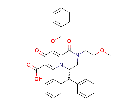 Molecular Structure of 1370248-13-7 ((S)-4-benzhydryl-9-(benzyloxy)-2-(2-methoxyethyl)-1,8-dioxo-1,3,4,8-tetrahydro-2H-pyrido[1,2-a]pyrazine-7-carboxylic acid)
