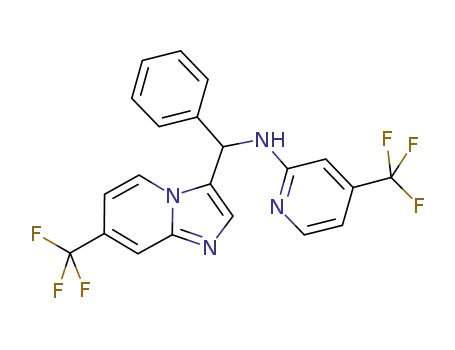 Molecular Structure of 1508297-73-1 (4-(trifluoromethyl)-N-((7-(trifluoromethyl)imidazo[1,2-a]pyridin-3-yl)(phenyl)methyl)pyridin-2-amine)