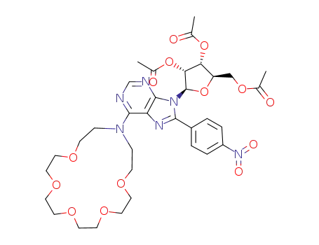 (2R,3R,4R,5R)-2-(Acetoxymethyl)-5-(8-(4-nitrophenyl)-6-(1,4,7,10,13-pentaoxa-16-azacyclooctadecan-16-yl)-9H-purin-9-yl)tetrahydrofuran-3,4-diyl diacetate
