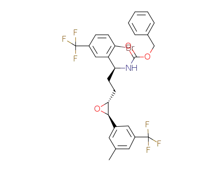 Molecular Structure of 1432055-12-3 (benzyl [(1S)-1-[2-bromo-5-(trifluoromethyl)phenyl]-3-{(2R,3R)-3-[3-methyl-5-(trifluoromethyl)phenyl]oxiran-2-yl}propyl]carbamate)