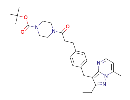 tert-butyl 4-(3-(4-((2-ethyl-5,7-dimethylpyrazolo[1,5-a]pyrimidin-3-yl)methyl)phenyl)propanoyl)piperazine-1-carboxylate