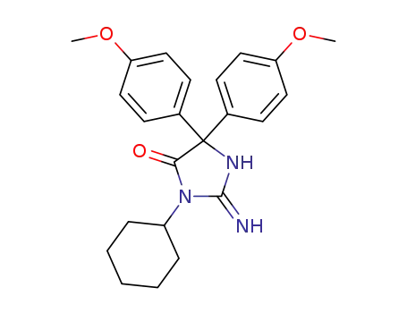 Molecular Structure of 1505452-80-1 (3-cyclohexyl-2-imino-5,5-bis(4-methoxyphenyl)-imidazolidin-4-one)