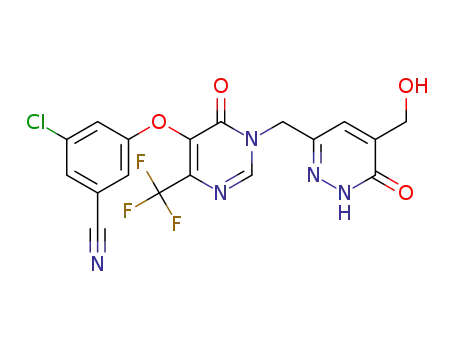 3-chloro-5-((1-((5-(hydroxymethyl)-6-oxo-1,6-dihydropyridazin-3-yl)methyl)-6-oxo-4-(trifluoromethyl)-1,6-dihydropyrimidin-5-yl)oxy)benzonitrile