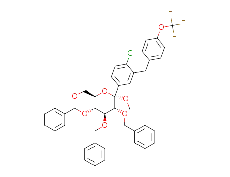 Molecular Structure of 1358580-89-8 ([(2R,3R,4S,5R,6S)-3,4,5-tribenzyloxy-6-[4-chloro-3-[[4-(trifluoromethoxy)phenyl]methyl]phenyl]-6-methoxy-tetrahydropyran-2-yl]methanol)
