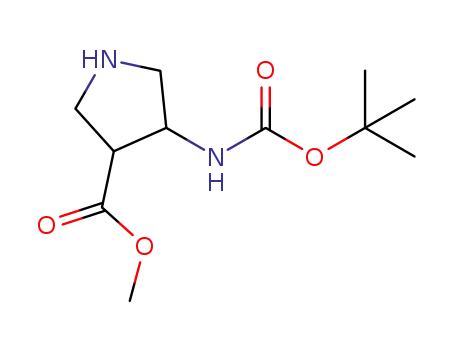 Molecular Structure of 955138-41-7 (4-tert-Butoxycarbonylamino-pyrrolidine-3-carboxylic acid methyl ester)