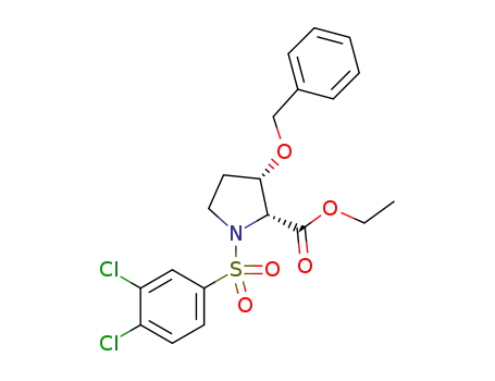 Molecular Structure of 1408186-92-4 (ethyl (2R,3S)-3-(benzyloxy)-1-((3,4-dichlorophenyl)sulfonyl)pyrrolidine-2-carboxylate)