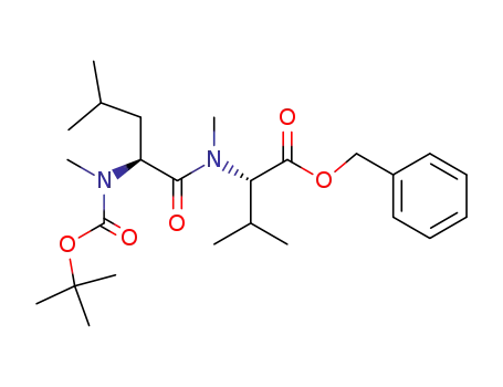 Molecular Structure of 89536-99-2 (L-Valine,
N-[N-[(1,1-dimethylethoxy)carbonyl]-N-methyl-L-leucyl]-N-methyl-,
phenylmethyl ester)