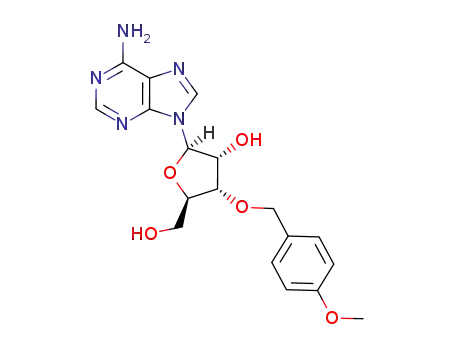 Molecular Structure of 81366-75-8 (9-[3-O-(4-methoxybenzyl)pentofuranosyl]-9H-purin-6-amine)