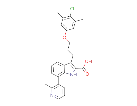 3-(3-(4-chloro-3,5-dimethylphenoxy)propyl)-7-(2-methylpyridin-3-yl)-1H-indole-2-carboxylic acid